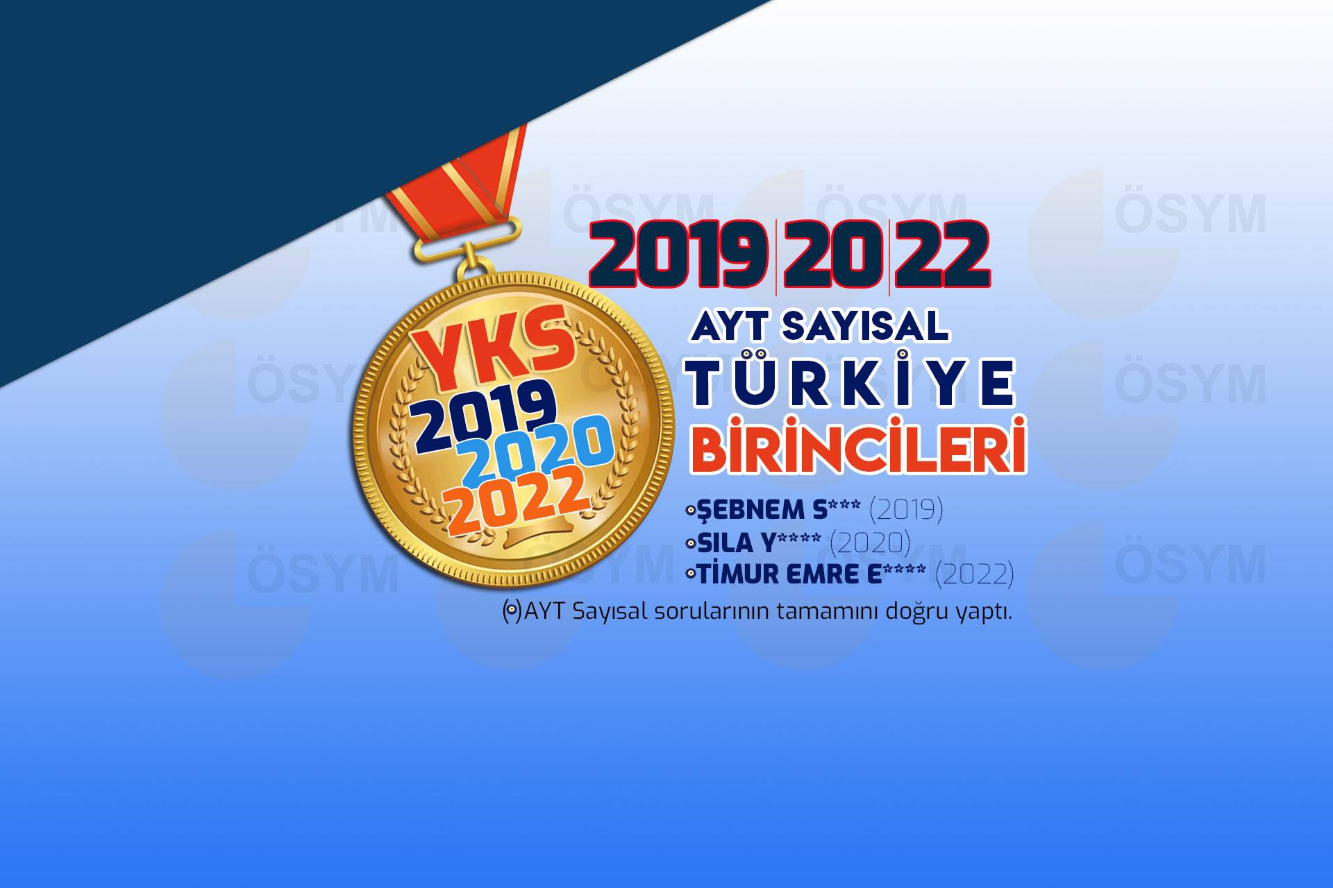 2019, 2020 ve 2022 AYT Sayısal </br>TÜRKİYE BİRİNCİLERİ</br>Evrensel Kolejden