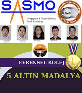 SASMO da (Singapur ve Asya Okulları Matematik Olimpiyatı) Evrensel Kolej 34 Madalya Kazanarak Türkiye Birinciliği Elde Etti